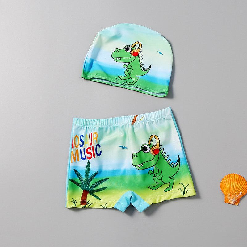 Children's Boys Comfortable Cute Print Swim Trunks Set