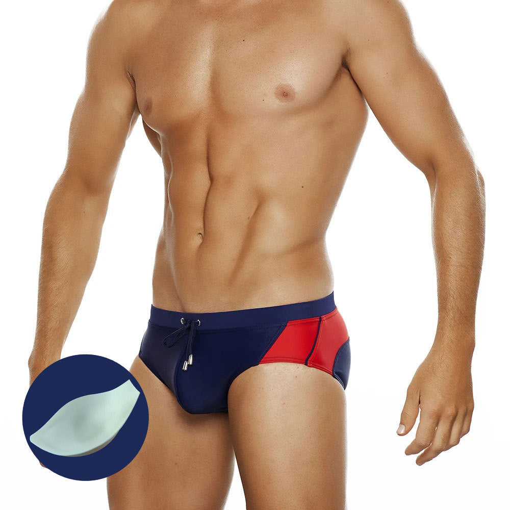 Colorblock fashion triangle swim trunks