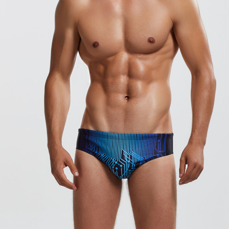 Men's Low-waist Tight, Quick-dry Printed Swim Trunks