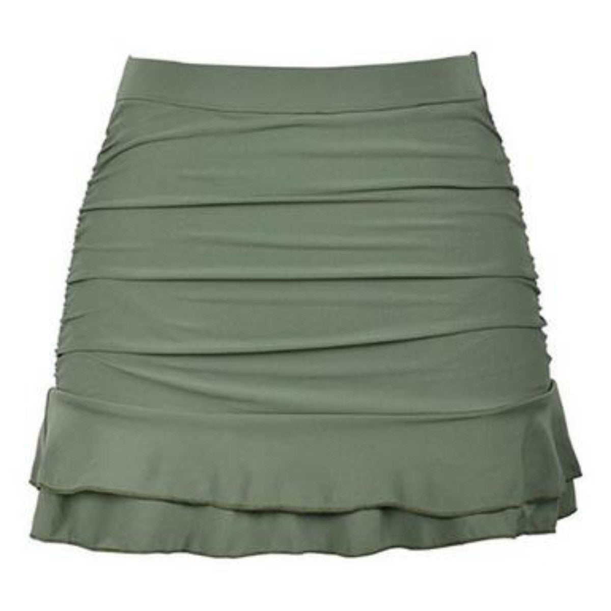 High waist anti-glare beach pleated double hem swim skirt