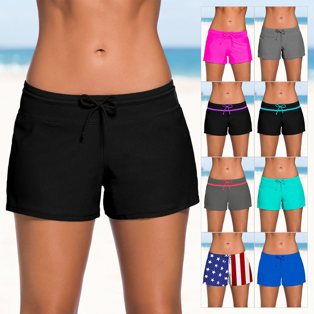 Low Waist Lace Up Plus Size Boxer Swim Trunks