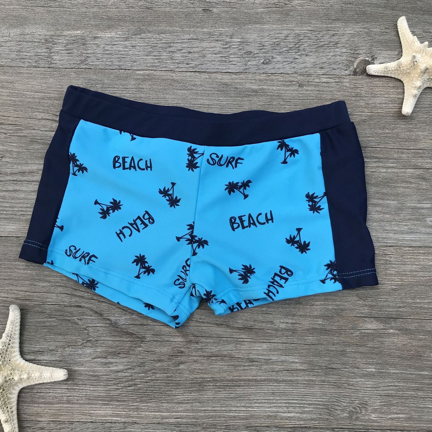 Shark Print Fluorescent Swim Trunks For Boys