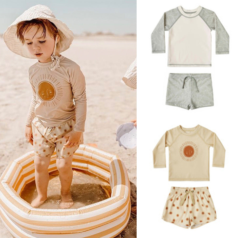 Children's Sun Protection Long-sleeved Baby Swimsuit Swim Trunks Set