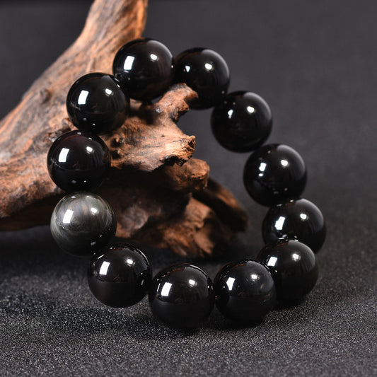 Colorful Double Eye Round Obsidian Bracelet