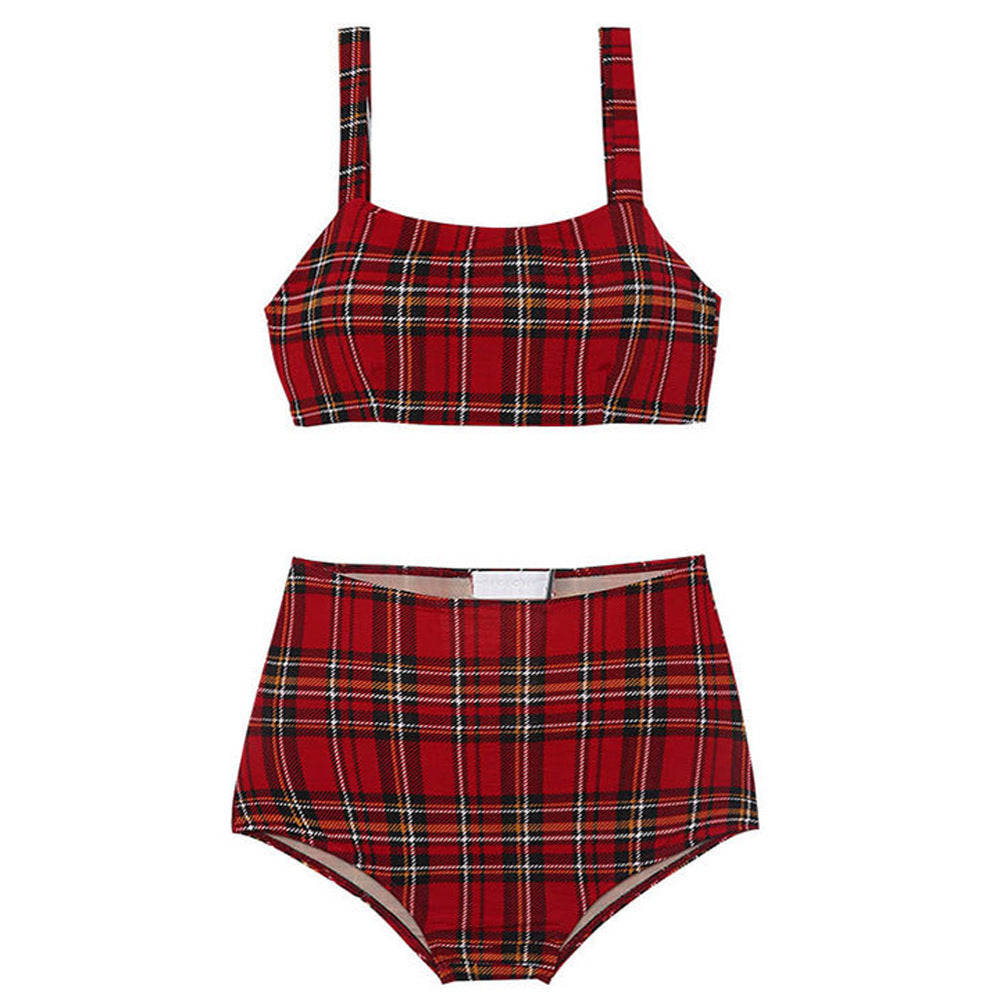 Plaid split swimsuit