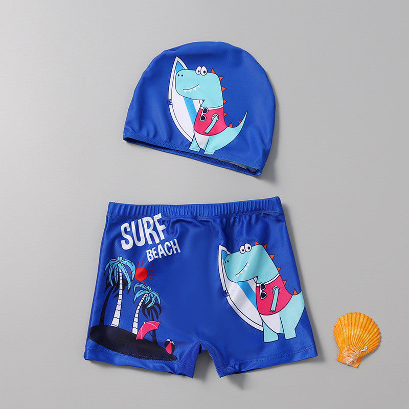 Children's Boys Comfortable Cute Print Swim Trunks Set