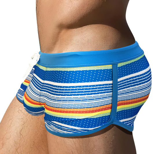 Side slit flat angle swim trunks men's large bag