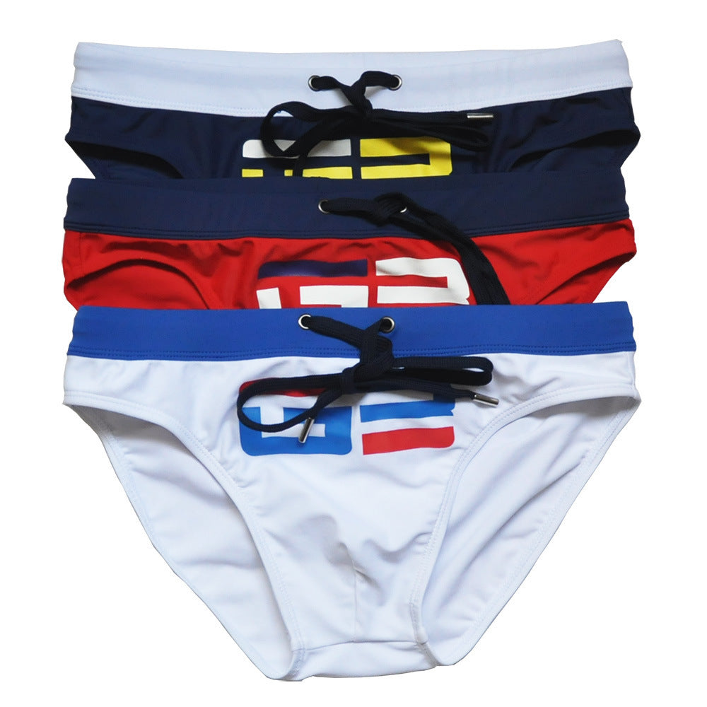 Men's Colorblock Print Swim Briefs Fashion