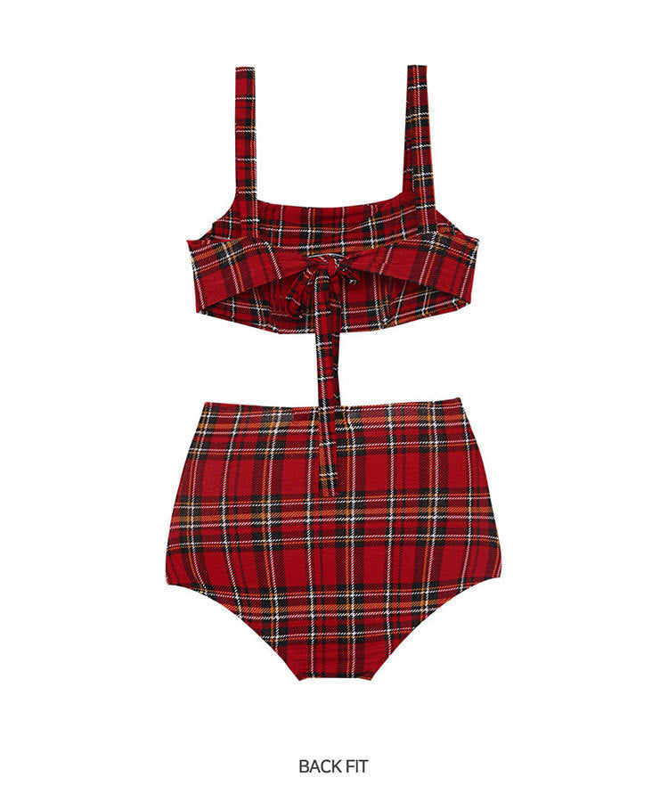 Plaid split swimsuit