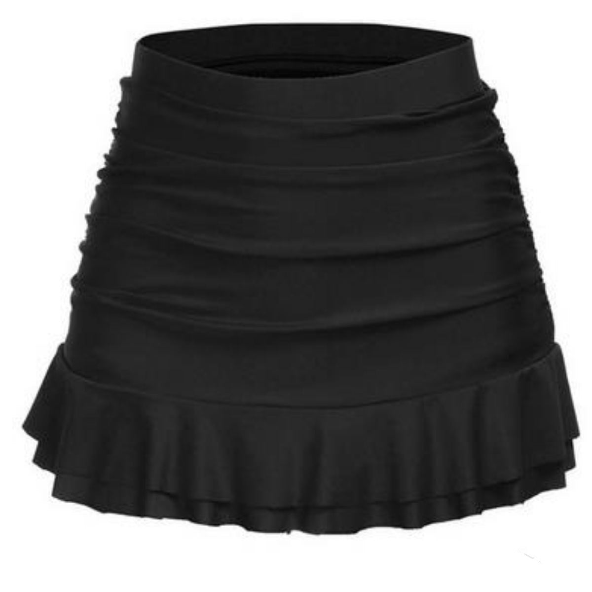 High waist anti-glare beach pleated double hem swim skirt