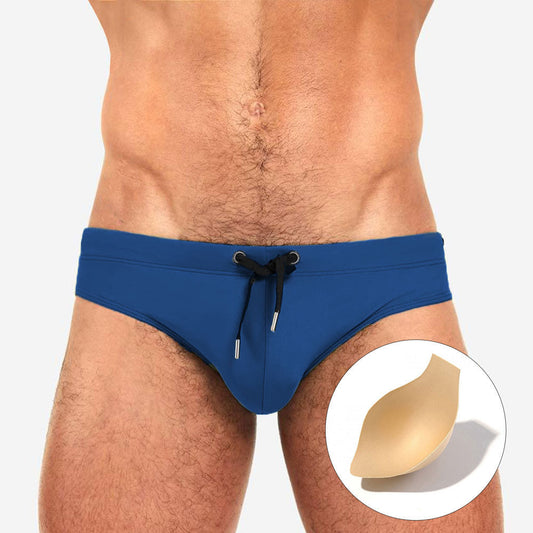 Men's Solid Color Tethered U-Cup Swim Briefs