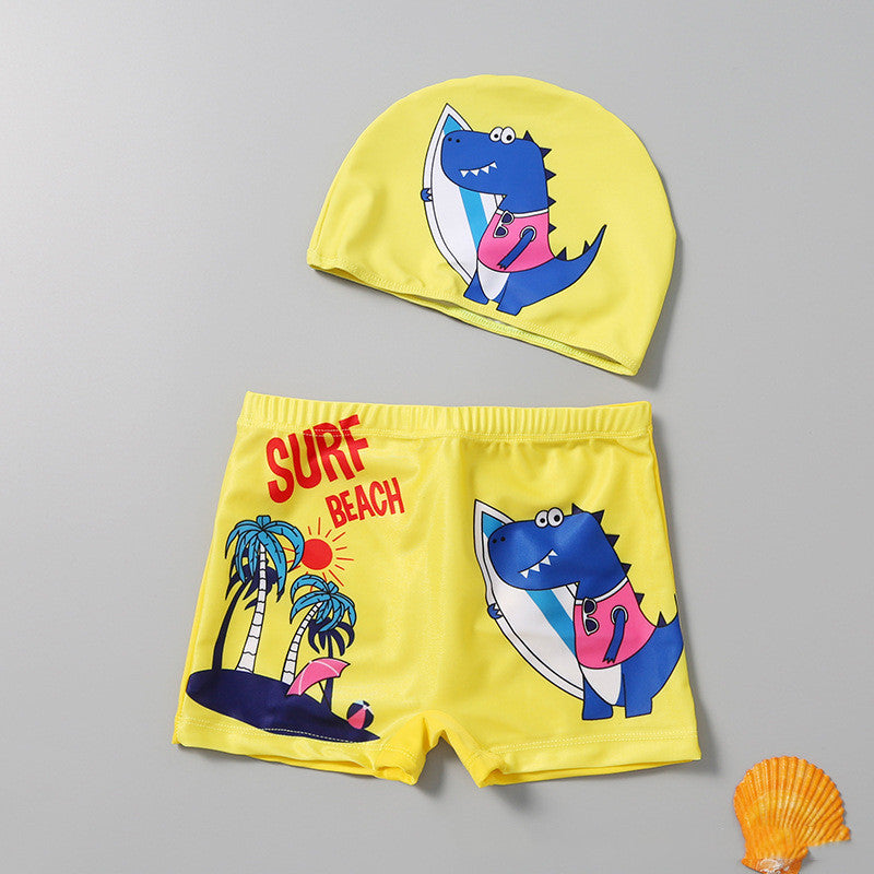 Children's Boys Comfortable Cute Print Swim Trunks Set