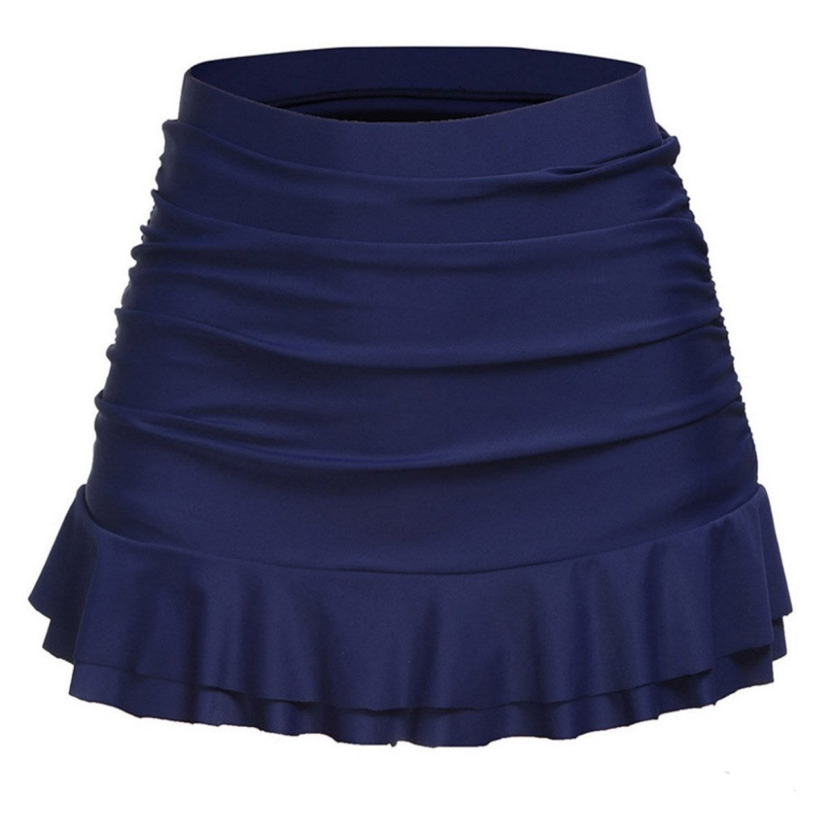 High waist anti-glare beach pleated double hem swim skirt