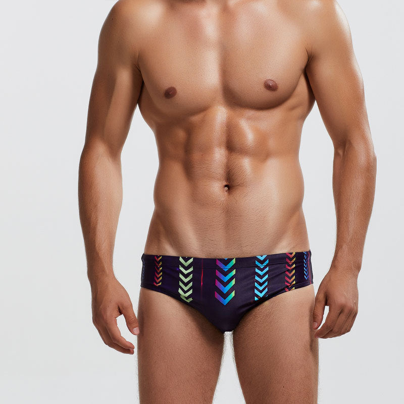 Men's Low-waist Tight, Quick-dry Printed Swim Trunks