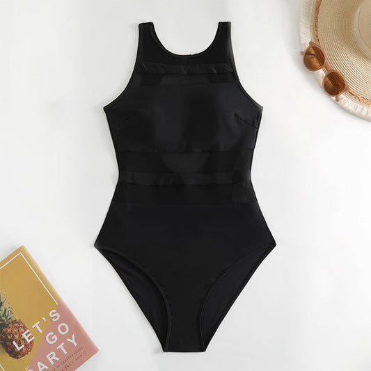 Women's Mesh Stitching One-piece Swimsuit