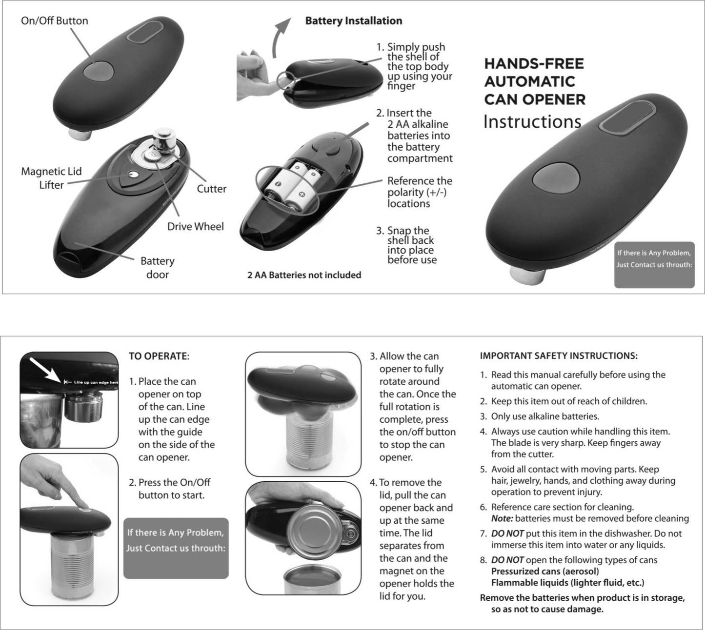 One Touch Portable Electric Automatic Can Opener