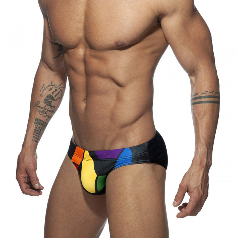 Men's Tight Tether Low Waist Printed Swim Briefs